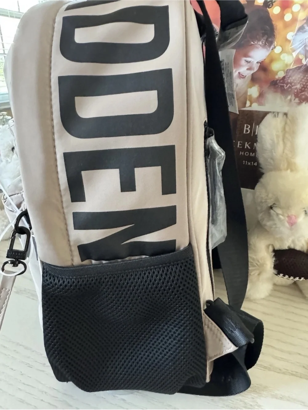 Steve Madden Brown Tan Logo Backpack